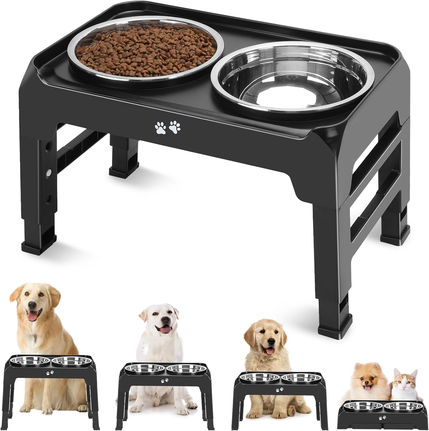 Elevated no-spill dog water bowl