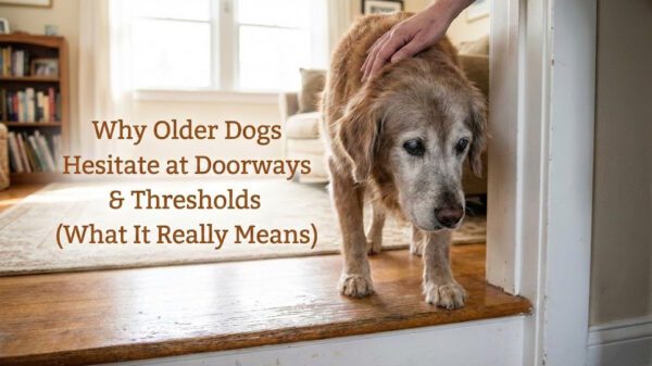 Why Older Dogs Hesitate at Doorways & Thresholds (What It Really Means)