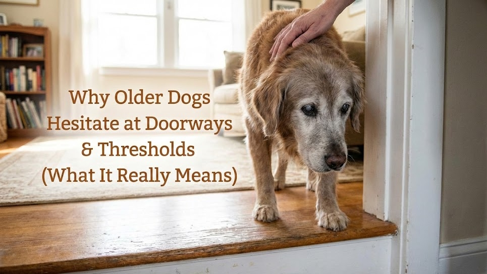Why Older Dogs Hesitate at Doorways & Thresholds (What It Really Means)